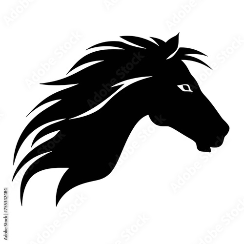 black mustang -  horse side view vector silhouette