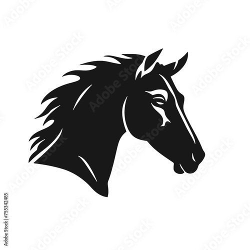 black mustang -  horse side view vector silhouette