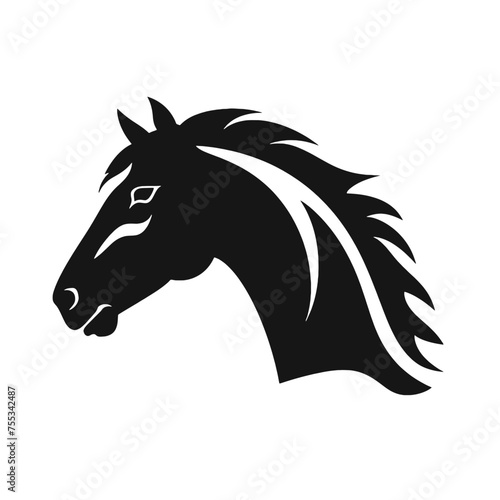 black mustang -  horse side view vector silhouette