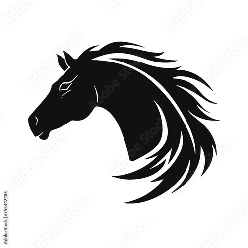 black mustang -  horse side view vector silhouette