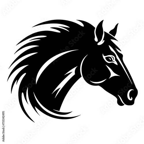 black mustang -  horse side view vector silhouette