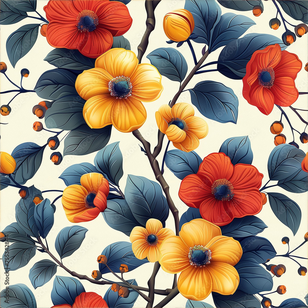 floral reapeating pattern with flowers on background floral reapeating pattern with flowers on background
