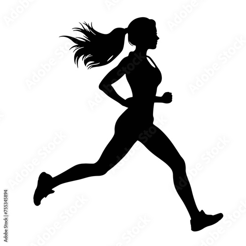 Vector silhouette of a  women runner  photo