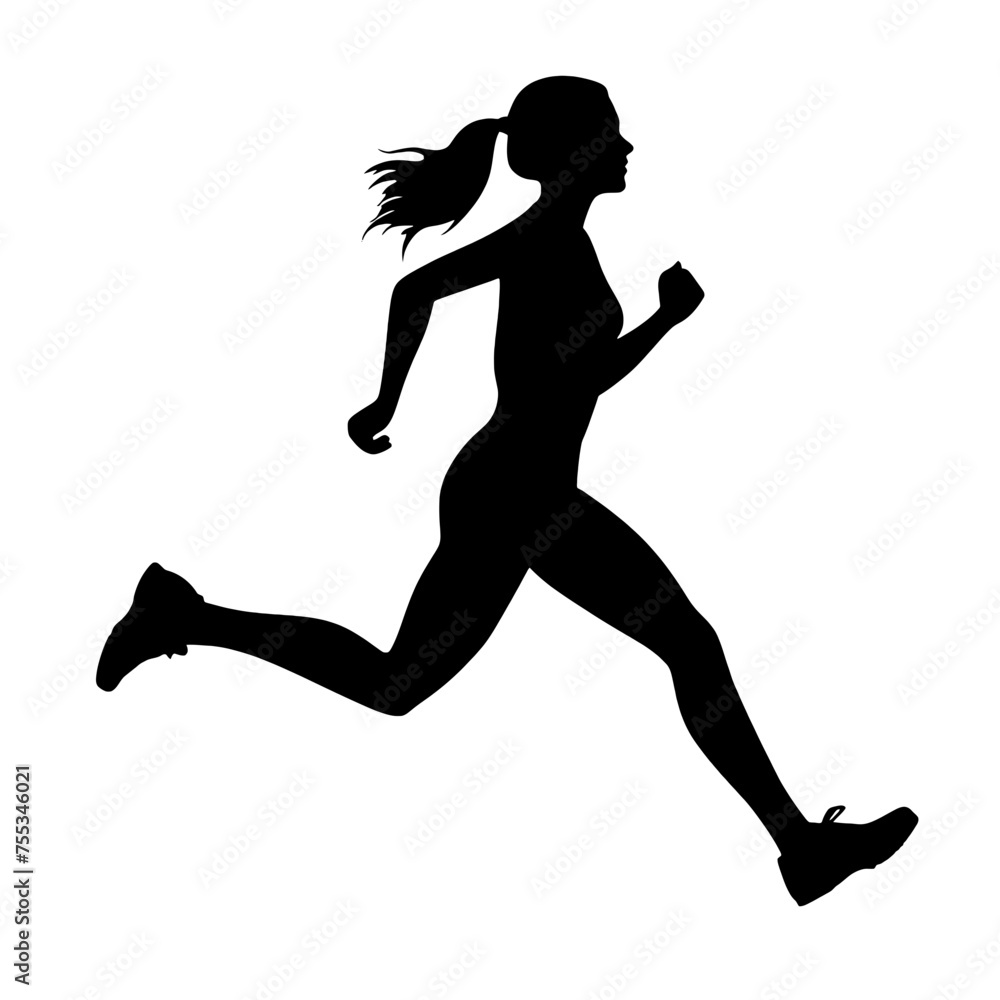 Vector silhouette of a  women runner 