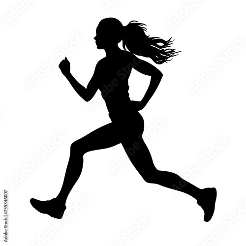 Vector silhouette of a  women runner 