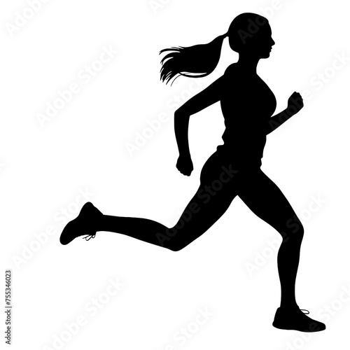 Vector silhouette of a  women runner 