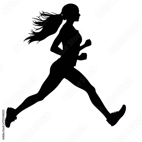 Vector silhouette of a  women runner 