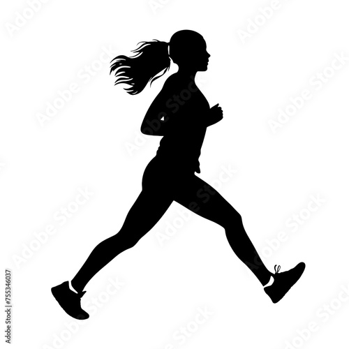 Vector silhouette of a  women runner 