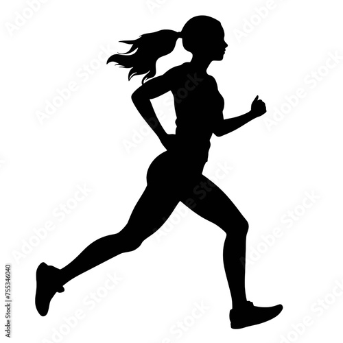 Vector silhouette of a  women runner 