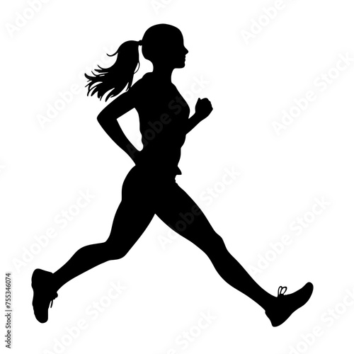 Vector silhouette of a  women runner 