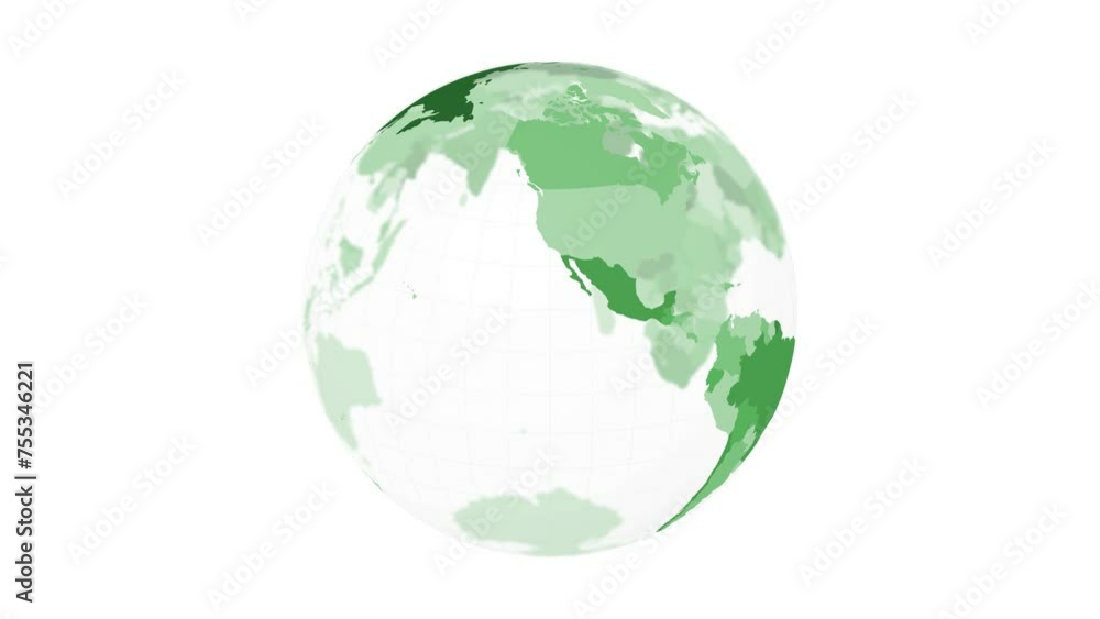 Rotating globe. Transparent Earth planet in blue, green and yellow colors spinning on white background. 4k classy loop animation. Rotating globe. Transparent Earth planet in blue, green and yellow colors spinning on white background. 4k classy loop animation.