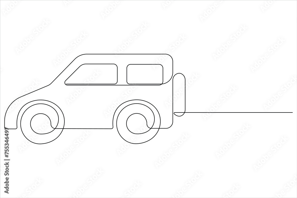 Simple illustration of car vector continuous single line art
