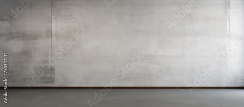 An empty room with concrete walls is showcased, with a single black and white photo hanging on the wall. The stark contrast between the photo and the industrial background creates a minimalist
