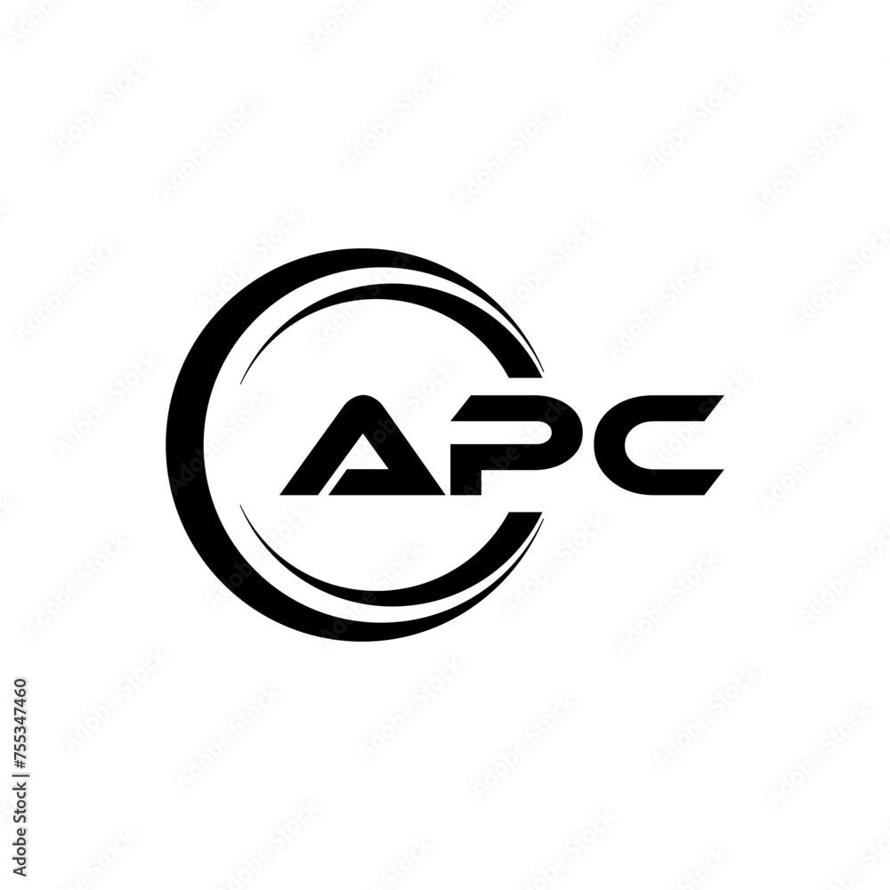 APC letter logo design in illustration. Vector logo, calligraphy designs for logo, Poster, Invitation, etc.
