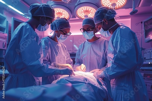 Man Medical Team Performing Surgical Operation in Modern Operating Room