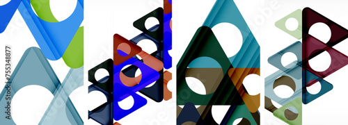 Abstract background set featuring captivating triangles. Harmonious blend of geometry and style, these designs bring modern flair