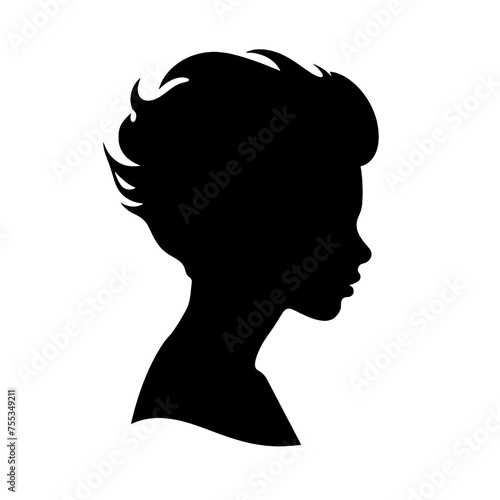 Woman head in profile. Beautiful female face profile , black silhouette avatar ,portraits with hairstyle vector