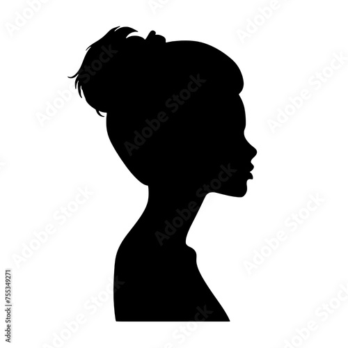 Woman head in profile. Beautiful female face profile , black silhouette avatar ,portraits with hairstyle vector