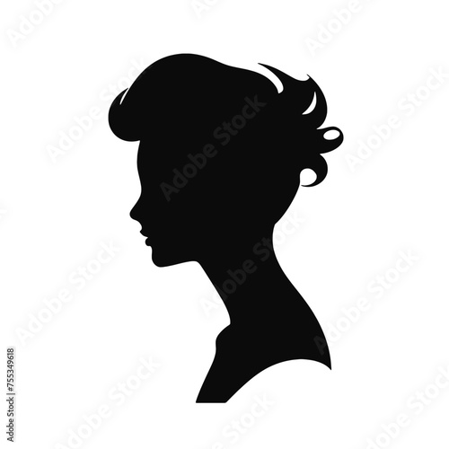 Decorative fashion girl for beauty salon design. Beautiful woman silhouette.  