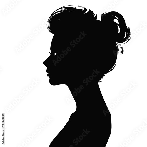 Decorative fashion girl for beauty salon design. Beautiful woman silhouette.  