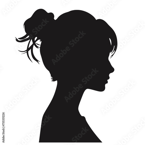 Beautiful profile of young woman Silhouette 
