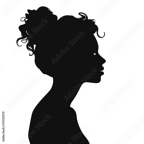 Beautiful profile of young woman Silhouette 