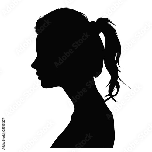 Beautiful profile of young woman Silhouette 
