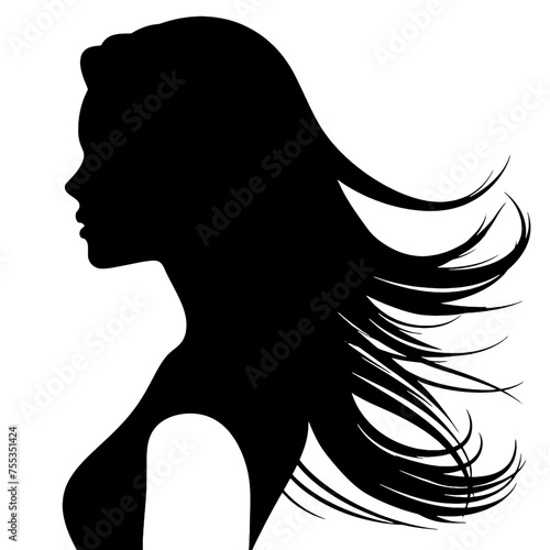 Beautiful profile of young woman Silhouette 
