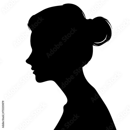 Beautiful profile of young woman Silhouette 
