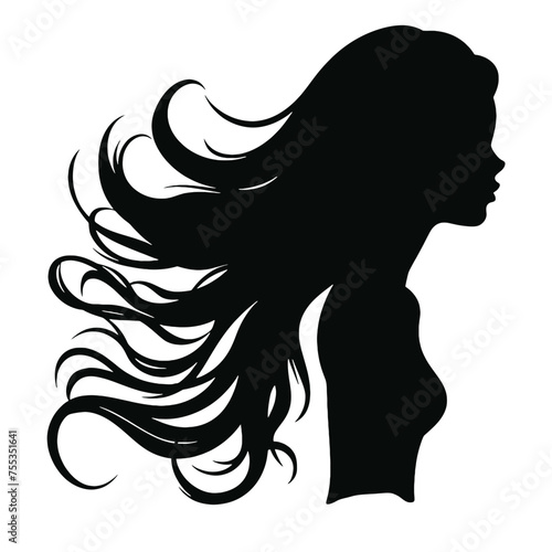 Beautiful profile of young woman Silhouette 
