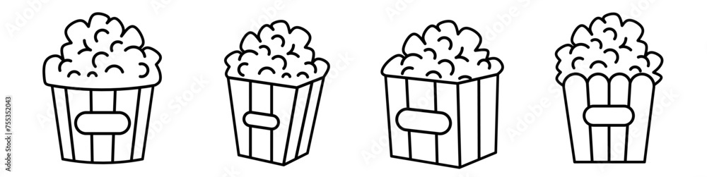 Popcorn icon. Popcorn thin line icon collection. Stock vector. Popcorn icon. Popcorn thin line icon collection. Stock vector.