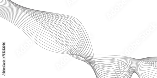 Abstract grey, white smooth element swoosh speed wave modern stream background. Abstract frequency sound wave lines, twisted curve lines and technology background.