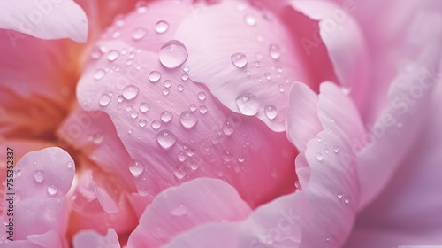 Beautiful pink rose with dew drops close-up macro photography
