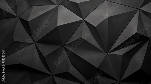Abstract faceted texture, black background with convex geometric shapes. Wallpaper with a pattern, light and shadow.