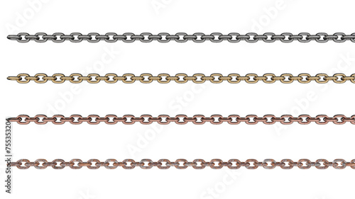 Tableau sur toile Four color chains on transparency background