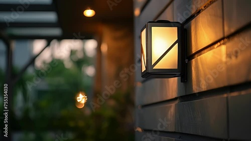 A stylish motion sensor light featuring a geometric diamondshaped design and a matte black finish. photo