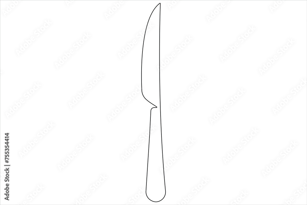 Continuous single line art drawing of food tools for knife outline vector illustration Continuous single line art drawing of food tools for knife outline vector illustration