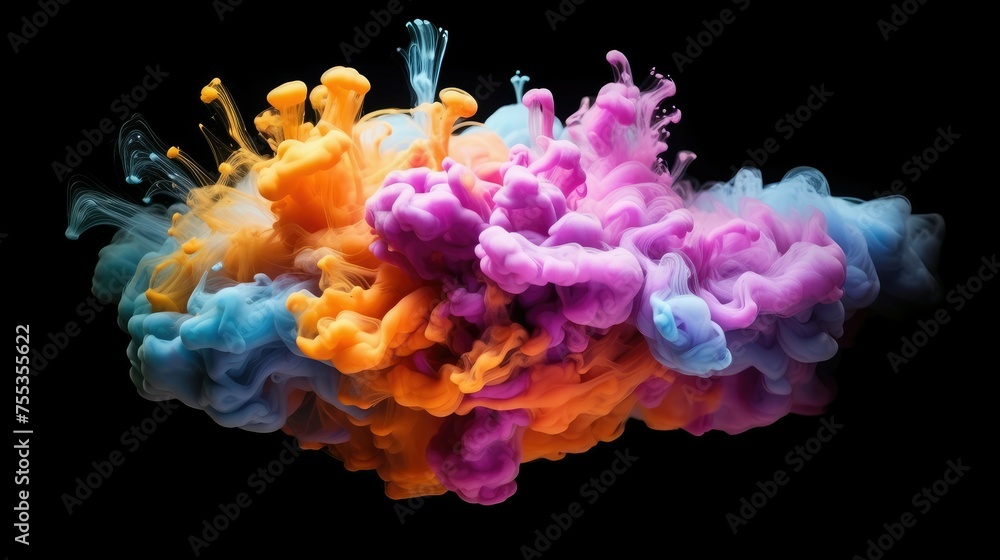 Fototapeta premium Colorful ink in water on a black background. Abstract background.