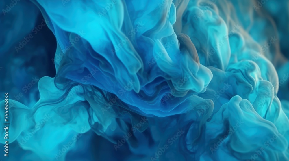 Fototapeta premium Blue ink in water close-up. Abstract background.