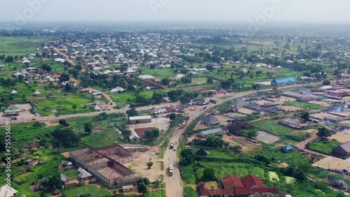 Gboko Town Benue State west Africa Nigeria - descending aerial view