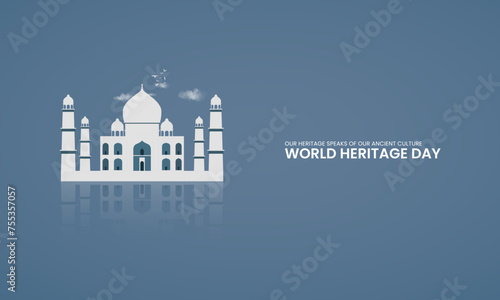 April 18, World heritage day, Heritage day design for social media banner, poster vector illustration.