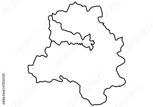 North West Delhi, India Map Black Silhouette and Outline Isolated on White...