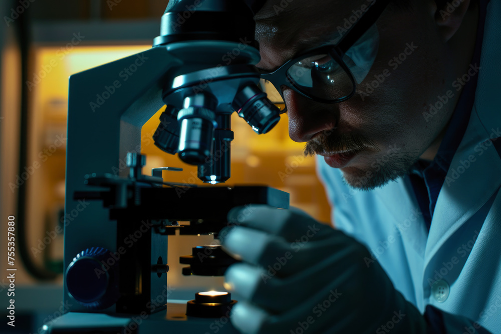 A close-up shot of a scientist analyzing samples collected from the surface of an asteroid. A close-up shot of a scientist analyzing samples collected from the surface of an asteroid.