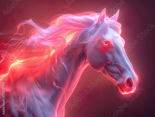 impression artwork of a Horse with iridescent opalescent colours style © JetHuynh