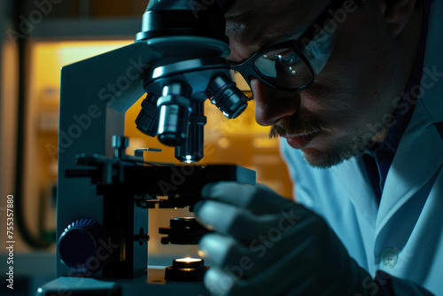 A close-up shot of a scientist analyzing samples collected from the surface of an asteroid.