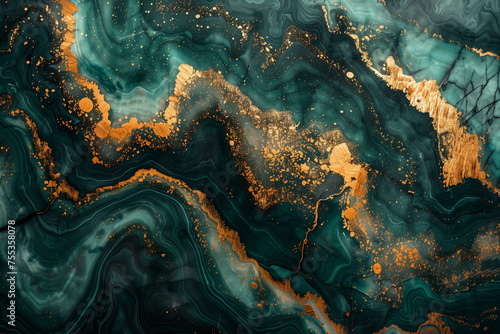 green marble with veins of gold, beautiful abstract background, design