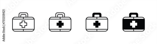 first aid icon set. medical briefcase, medic emergency icon symbol sign. vector illustration