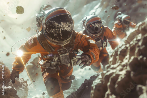 Astronauts operate on alien planets © kalafoto