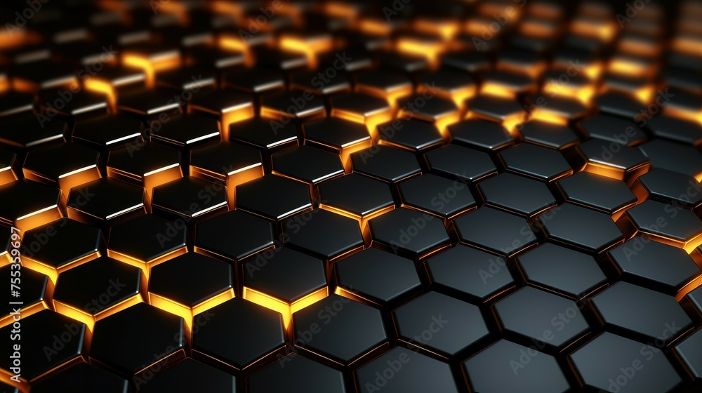 3d rendering of abstract hexagon background in black and gold color 3d rendering of abstract hexagon background in black and gold color