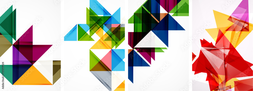 Triangle poster geometric background set Triangle poster geometric background set